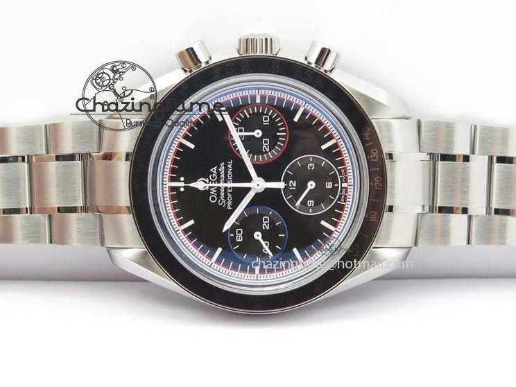 0510 Speedmaster MoonWatch  Apollo 16 Black Dial On SS Bracelet Supportive 8231